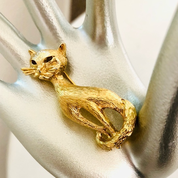 Vintage Signed Kitty Cat Figural Brooch - Picture 10 of 10